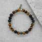 Black Bandit Bracelet in Tiger's Eye and Lava Stone