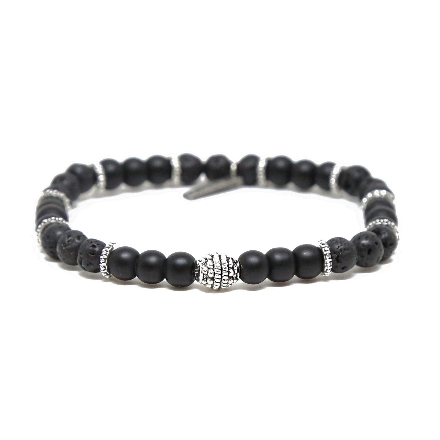 In the Mix Bracelet in Black Lava Bead and Silver Ox