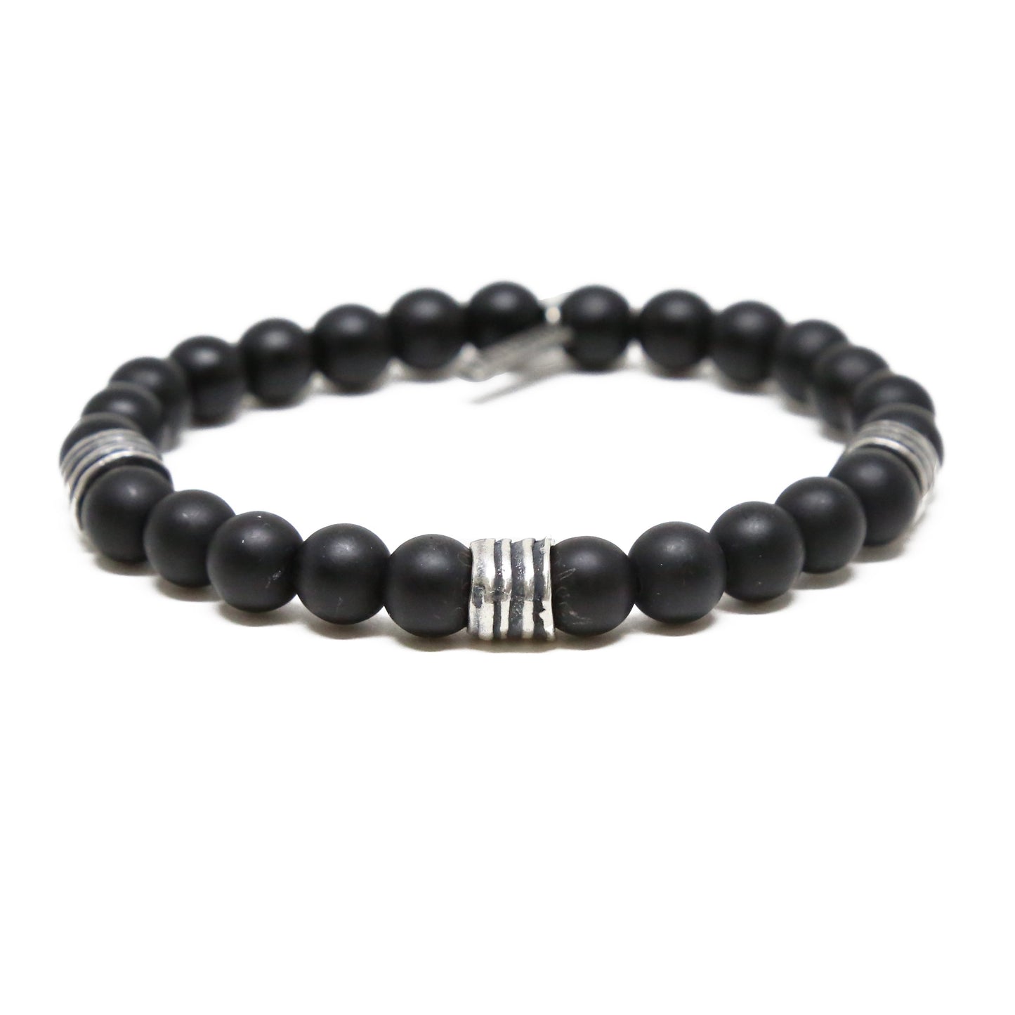 Back to Basics Bracelet in Black Agate and Silver Ox