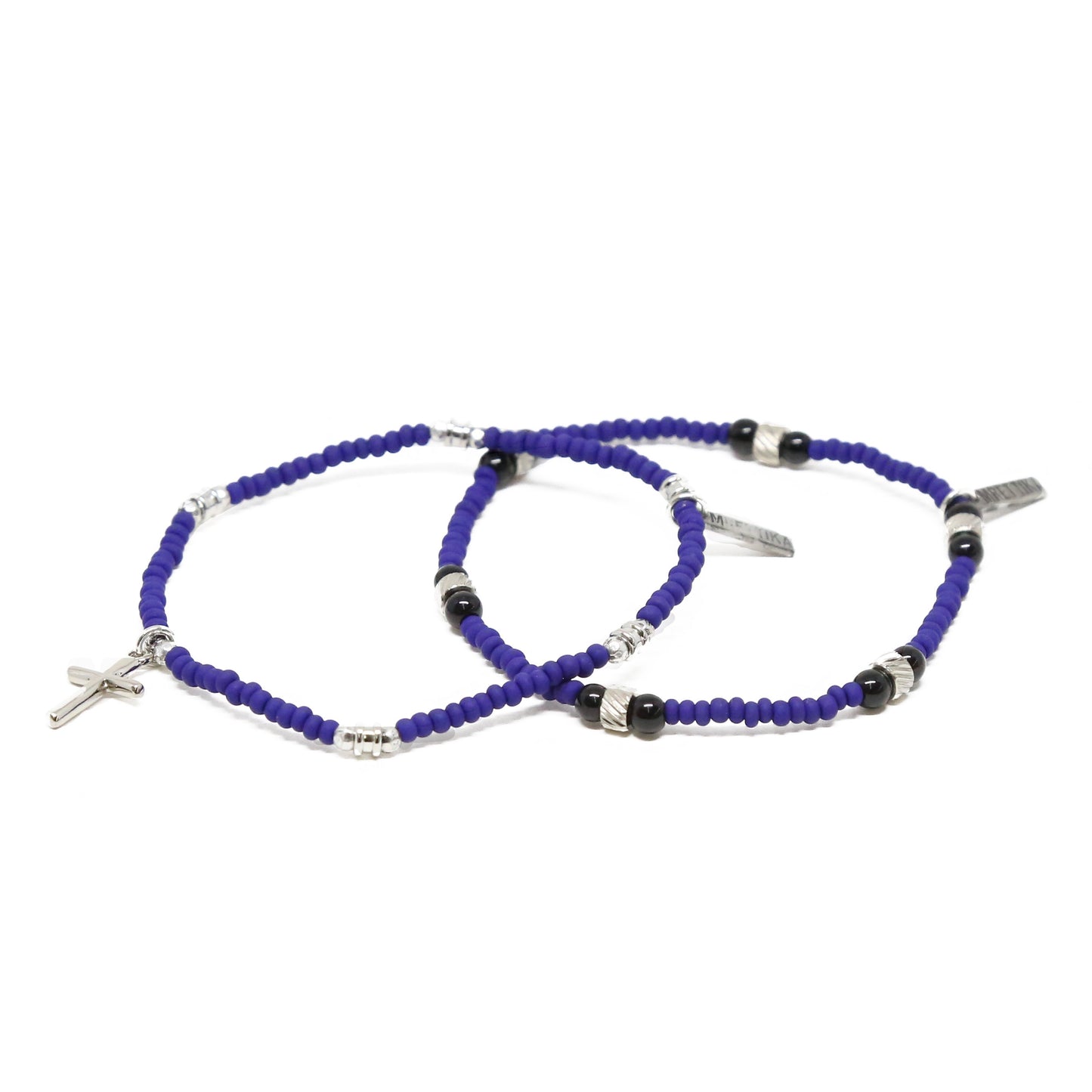 The Brotherhood Bracelet Set in Blue and Silver Ox
