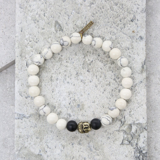 Center Yourself Bracelet in White and Brass