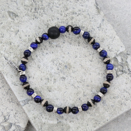 Darren Bracelet in Blue, Black, and Silver Ox