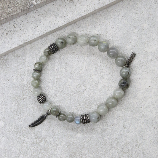 Flocked Bracelet in Labradorite and Silver Ox