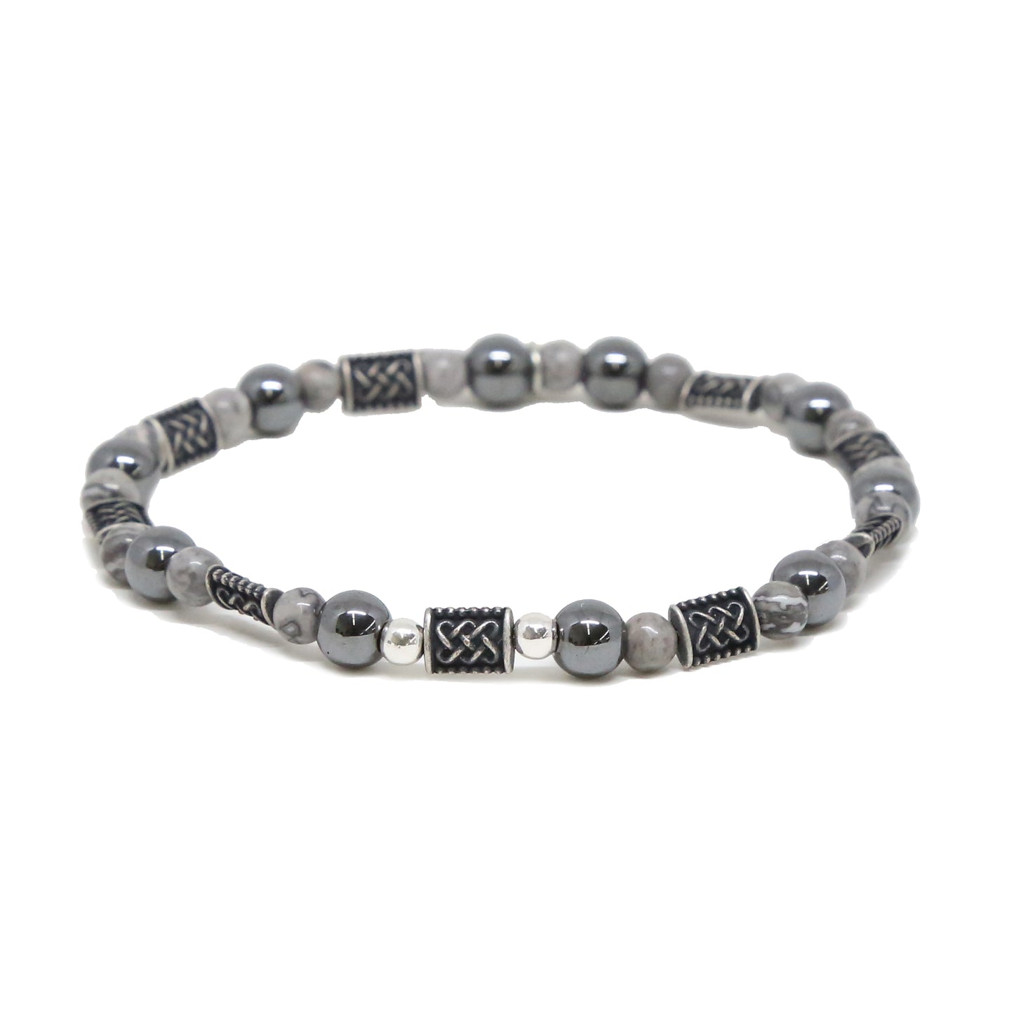 Winston Bracelet in Hematite, Grey, and Silver Ox