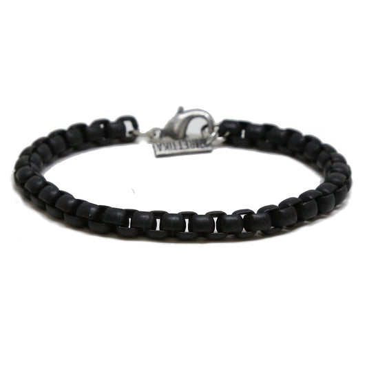 Beaded and Linked Bracelet in Black and Silver Ox