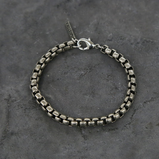 Beaded and Linked Bracelet in Silver Ox