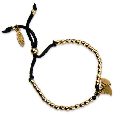 MB620G - Warrior Blade Charm Barrel Bead Strand Adjustable Deerskin Leather Bracelet
