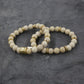 White Beaded Elastic Bracelet Set in Gold