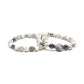 Howlite and Grey Beaded Bracelet Set in Silver Ox