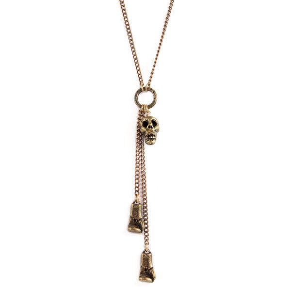 Brass Skull and Boxing Gloves Necklace
