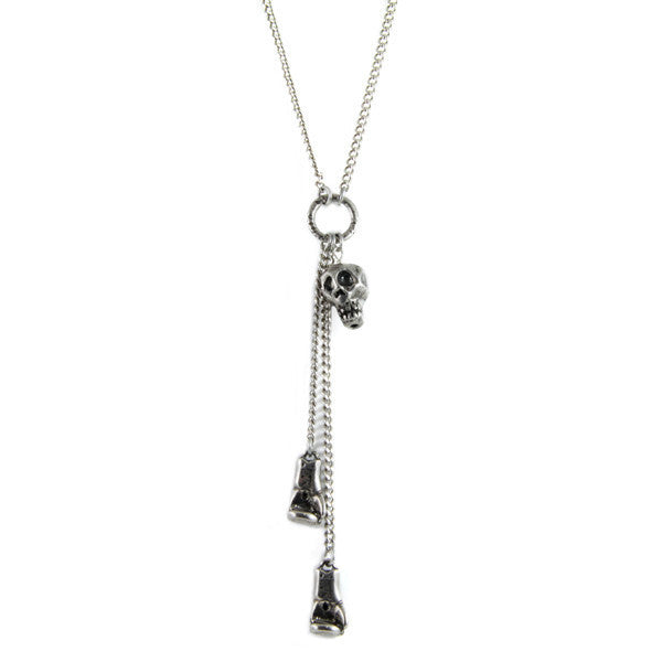 Silver Skull and Boxing Gloves Necklace