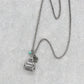 Buddha, Om, Rose Outline Charm with Turquoise Stone Chain Necklace