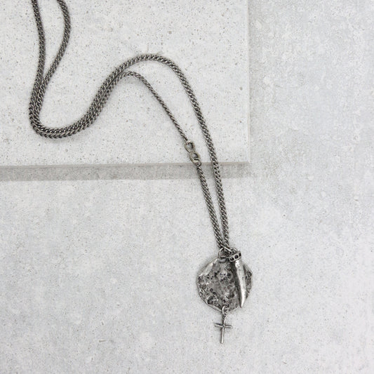 Blade Crusader Necklace in Antique Silver