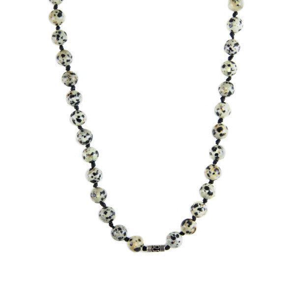 Dalmatian Round Semi Precious Stone and Chain Necklace