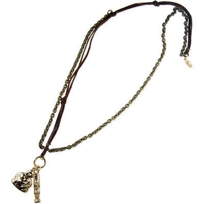 MN192 - Buddha and Totem Pole Chain and Leather Necklace