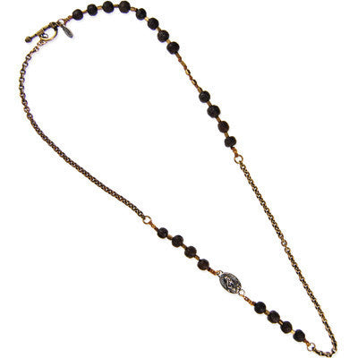Silver Mary Protection Charm Rudrani and Brass Chain Necklace