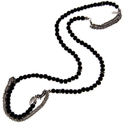 Rudrani Beads and  Chain Necklace with Dagger Charm