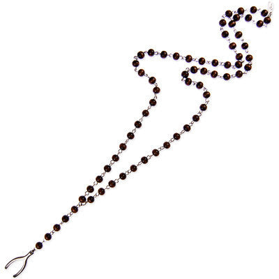Wishbone Wooden Rosary Necklace