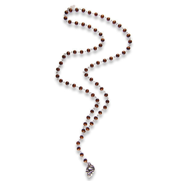 Skull Wooden Rosary Necklace