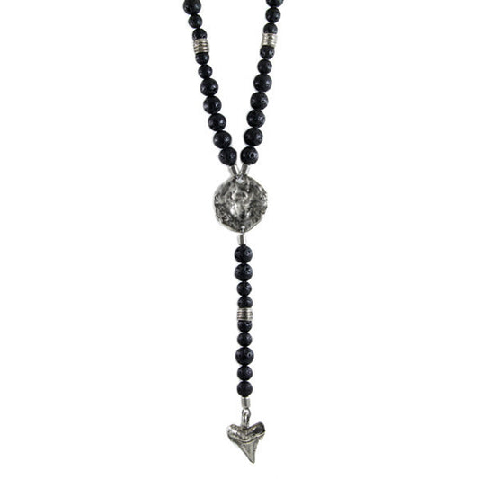 3 of a Kind Bead Combination Necklace with Phaistos Coin and Shark Tooth