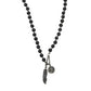 Lava Stone Rosary Necklace with Feather and Mary Pendant