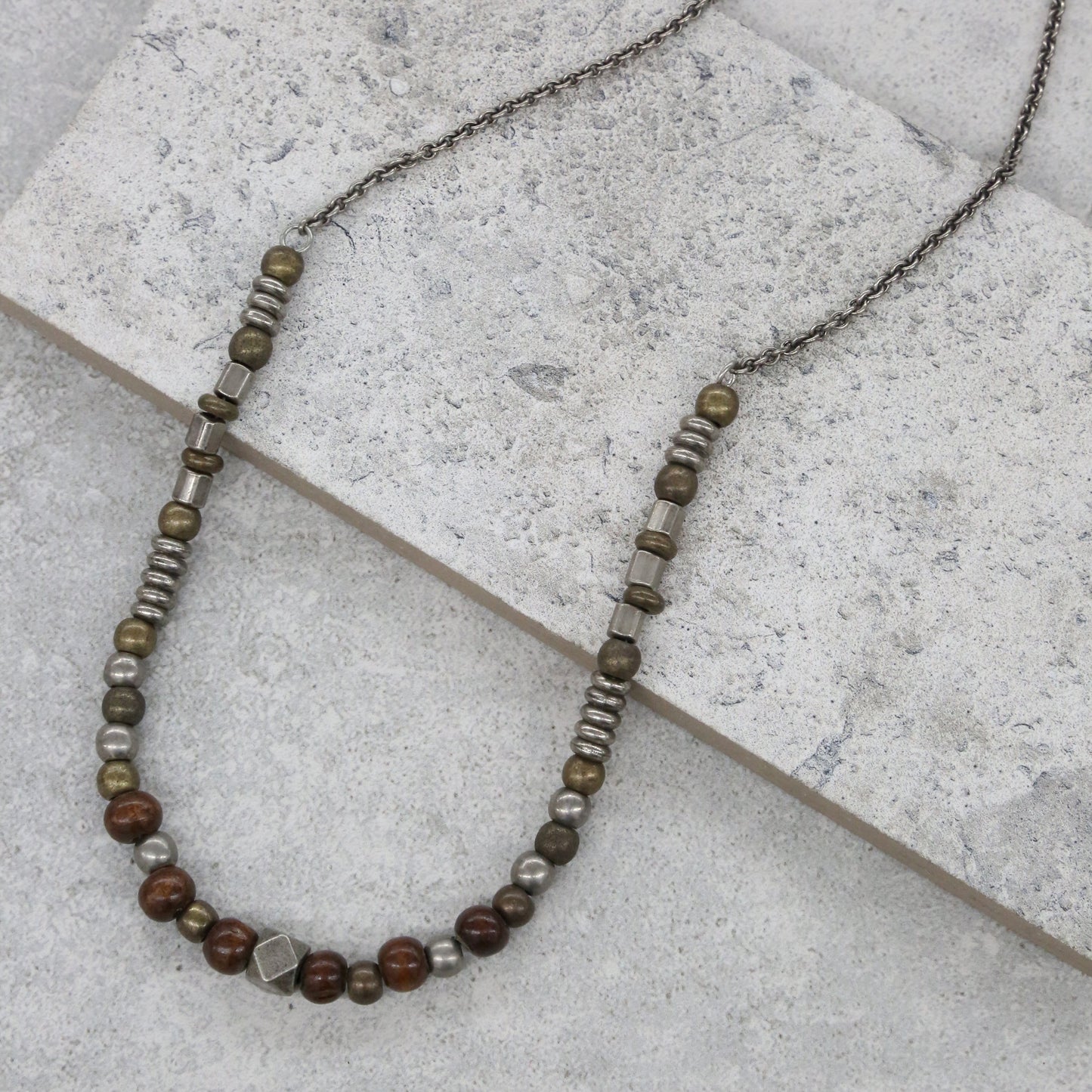 Mixed Metal and Wood Necklace
