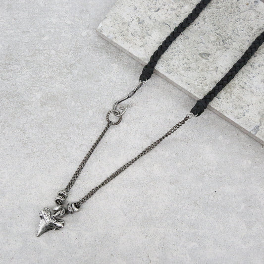 Dem Bones Necklace in Black and Antique Silver