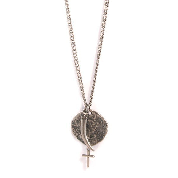 Mens Necklace - Blade Crusader Necklace In Antique Silver