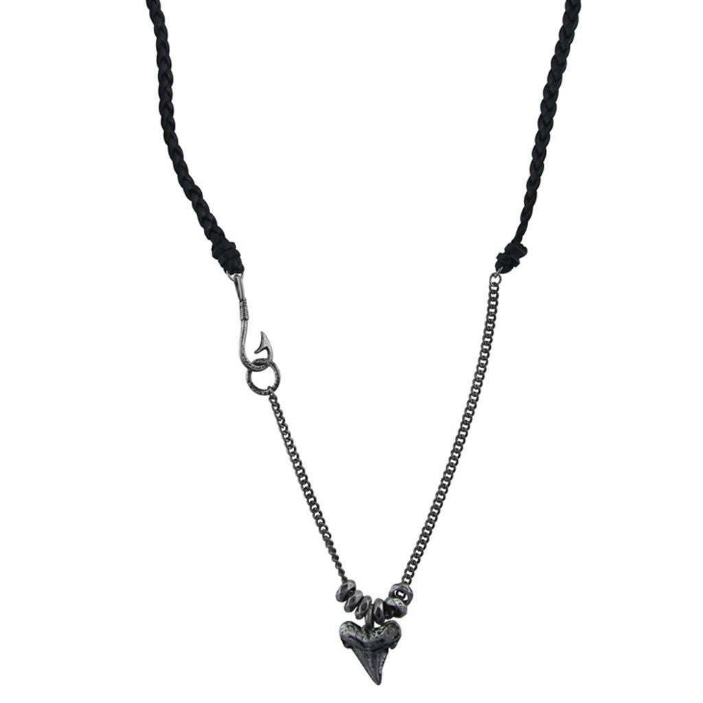 Mens Necklace - Dem Bones Necklace In Black And Antique Silver